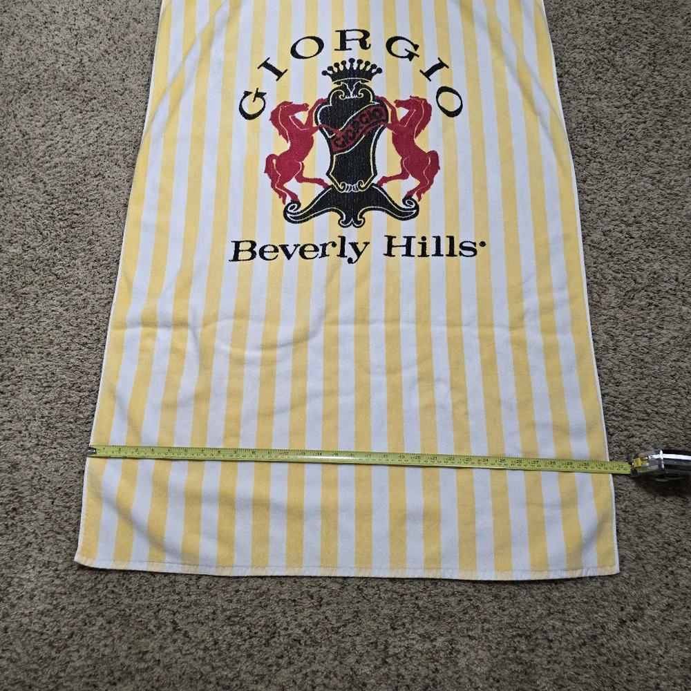 Vintage 80's Giorgio Beverly Hills Yellow Striped Beach Towel